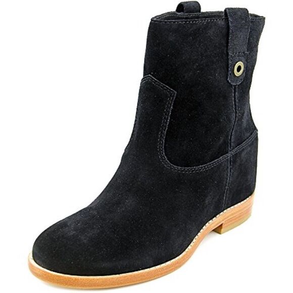 Cole Haan Zillie Black Western Suede Booties Stacked Block Heel Women’s Size 9B - Picture 1 of 12
